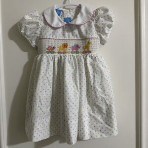 Anavini 3 Months Baby Smocked Polka Dot Dress Lion Elephant Lion